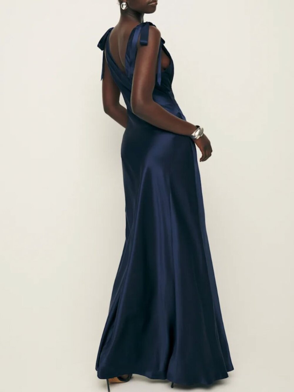 Reformation Pernille Silk Maxi Dress - Midnight Navy Blue Gown Party Medium - Picture 5 of 11